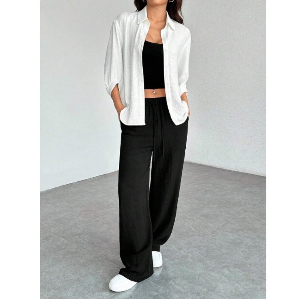 NEW 3 pieces set  casual outfit blouse shirt and pants size L